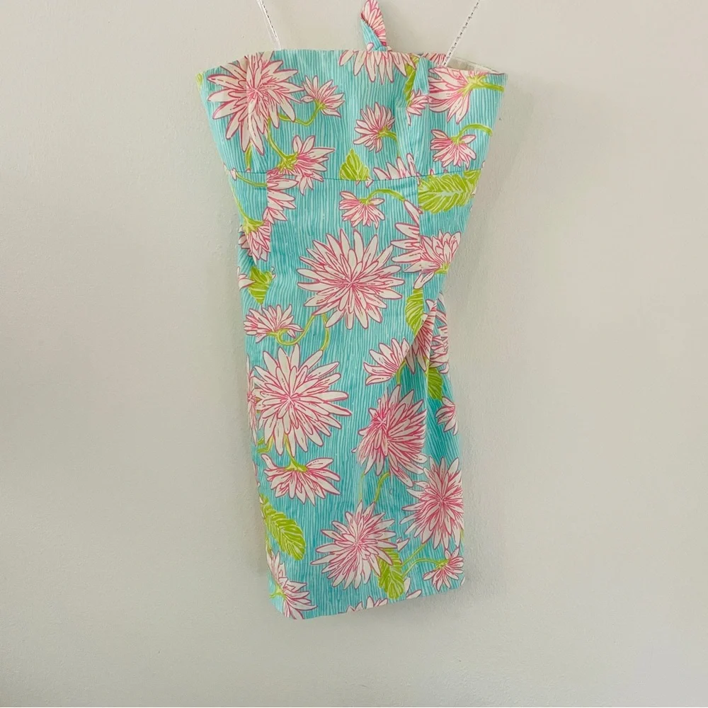 Lilly Pulitzer Franco Surf Blue All Dahled Strapless Dress - Picture 1 of 5